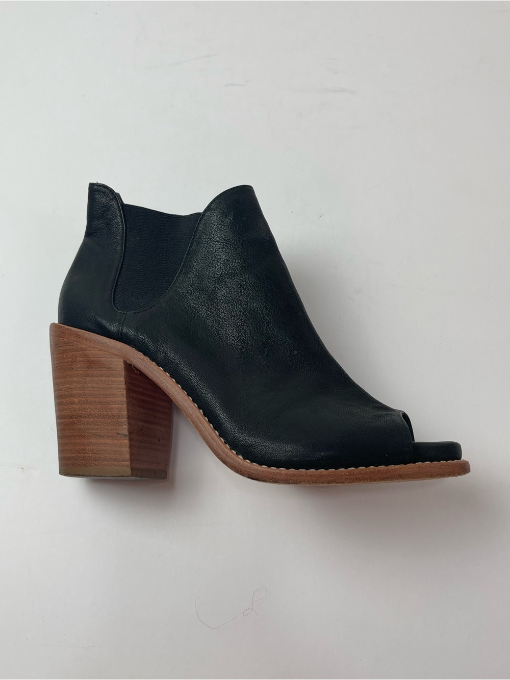 Loeffler Randall Womens Open Toe Booties Ankle Boots Black Leather Size 8.5